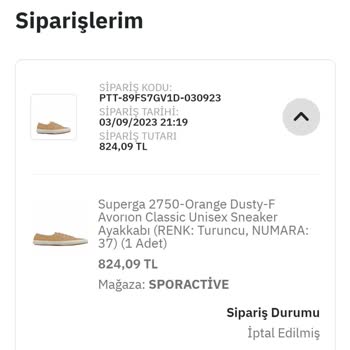 Sporactive Bilgi Verilmeden Sipariş İptali Ve Para İadesi Yapılmaması