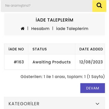 Geldimarket.com'un Siparişi Yollamayıp İadeyi De Yapmaması.