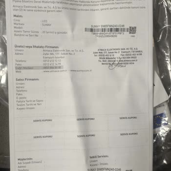 Sunny Teknik Servis Hizmeti