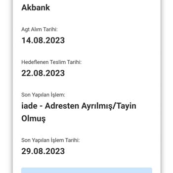 AGT Kurye (aynigunteslim.com) Akbank Kartımın Teslim Edilmemesi