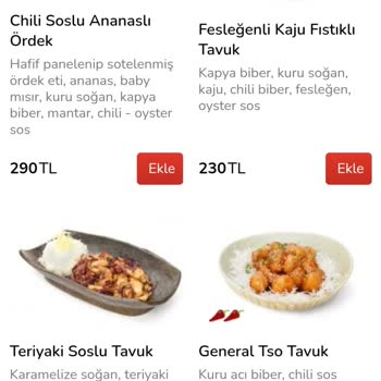 Quick China Menü Siparişi Sorunu