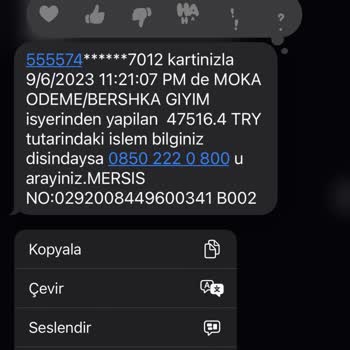 Bershka İznim Olmadan Kartımdan Alışveriş Yapıldı