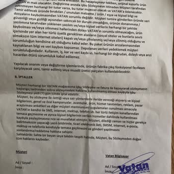 Vatan Bilgisayar'dan Alınan Samsung Marka Televizyon Arızası