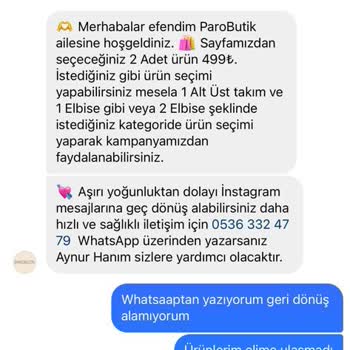Paro Butik (ınstagram) Elbise Siparişi Problemi