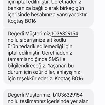 Koçtaş İptal Edilen Ürün İçin Para İadesi