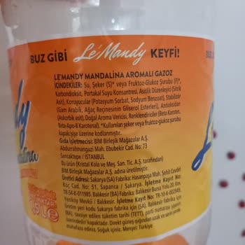 Tarım ve Orman Bakanlığı Le'Mandy Gazoz Ürünü İçeriği Farklı