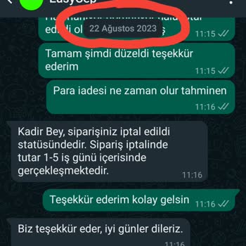 EasyCep Ücret İademi Yapmadı
