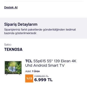 TCL Televizyon TCL 4K 55 İnç TV Paneli Ve Hizmet Kalitesi Sorunu