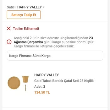 Sürat Kargo Teslimat Ve İade Sorunu