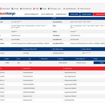 Sürat Kargo Tarafından Dağıtıma Çıkarılmayıp Geri İade Edilen Paket