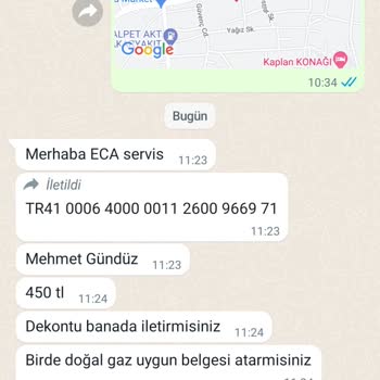 ECA Kombi İlk Gaz Açılışından Ücret İstenmesi