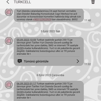 Turkcell Yurt Dışı Kullanımı Olmamasına Rağmen Yansıtılan 1 Günlük 250 TL Tutar
