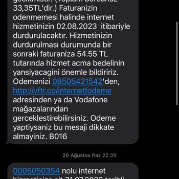 Vodafone Net Kapalı Olan Hattın Aktif Edilmesi