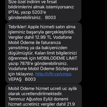 Vodafone Pay Geçmiş Aylardan Para Kesti