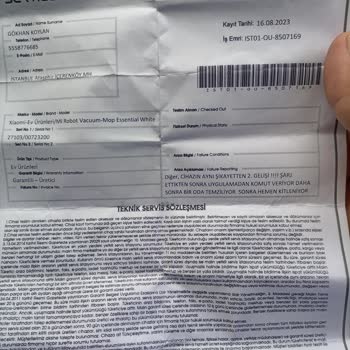 Xiaomi Robot Süpürge Hala Serviste Tamirde