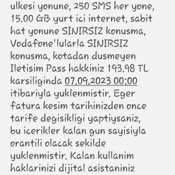 Vodafone Tarife Ücreti