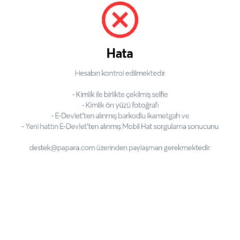 Papara Hesap Açılışında Mağduriyet
