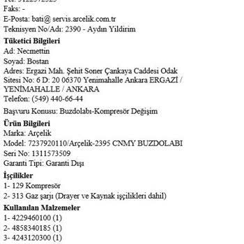 Enerjisa Başkent Elektrik Perakende Buzdolabı Motorunun Yanması.