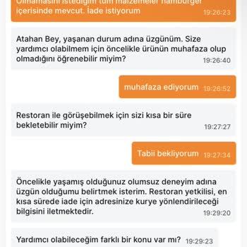 Burger King Siparişim Yanlış Geldi, Ücret İadesi Yapılmıyor