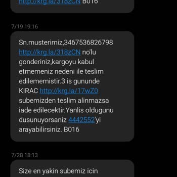 Aras Kargo Kıraç Şubesi Kargolarımı Getirmiyor