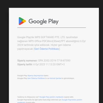 Google Play Google WPS İade Ödemesi