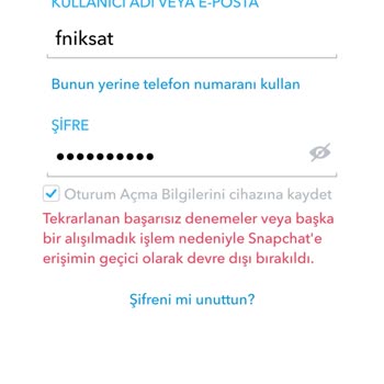 Snapchat Hesaba Giriş Olmuyor