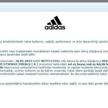 Adidas-Koray Spor Garanti Sorunu