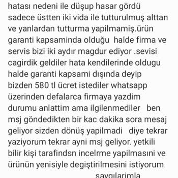 Luxell Servis Ve Firmanın Düşen Davlumbazla İlgilenmemesi