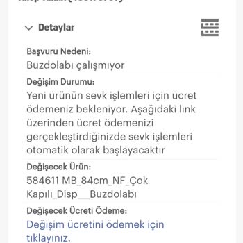 Arçelik Buzdolabı Değişim Talebi