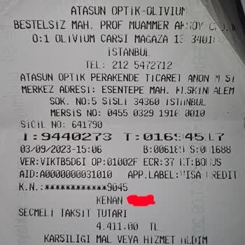 Atasun Optik Hasarlı Çerçeve Teslimi