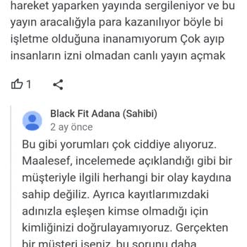 Black Fit Spor Salonu (Adana) Para İadesi