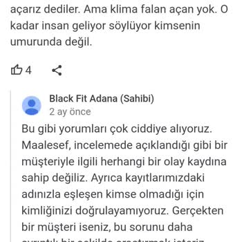 Black Fit Spor Salonu (Adana) Para İadesi