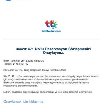 Tatilbudur.com Onaysız/bilgimiz Dışı Rezervasyon İptali Yapmıştır.