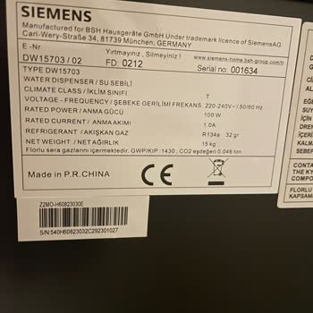 Siemens Ev Aletleri Bozuk Gelen, İş Makinesi Gibi Gürültülü Çalışan Su Sebil