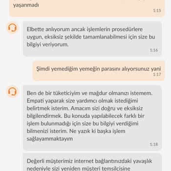 Trendyol Yemediğim Yemeğin Ücretini Aldı.