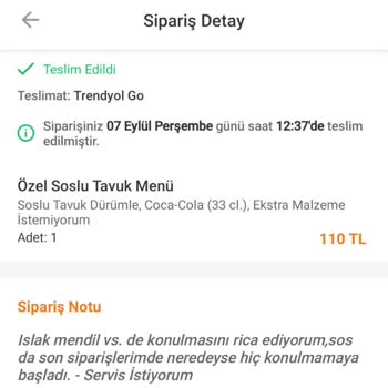 Trendyol Yemek Eksik Ve Özensiz Sipariş İçin Sadece 16.5 TL İade Yaptı