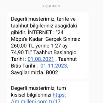 Millenicom Fazla Fatura Tutarı