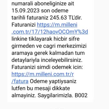 Millenicom Fazla Fatura Tutarı