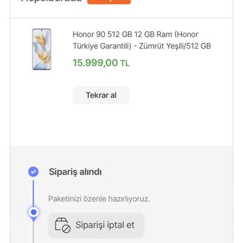 Hepsiburada Honor 90 Telefon Altım 9 Oldu Hala Kargo Verilmedi
