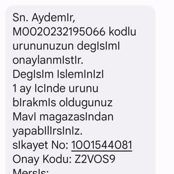 Mavi Kusurlu Ürün Değişimi