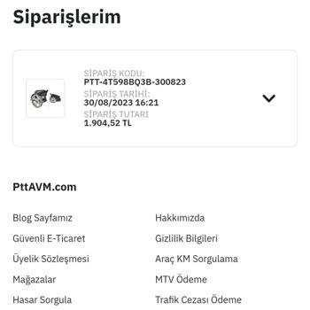 PttAVM PTT-4T598BQ3B-300823 Numaralı Siparişim Kargoya Verilmedi