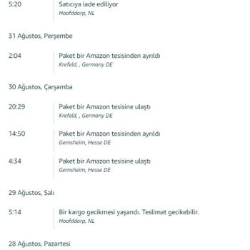 Kerry Logistics Amazon.com.tr İademi Yapmıyor