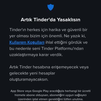 Tinder Hesabım Durduk Yere Yasaklandı