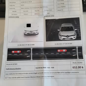 Moov (Getir Araç) Tarafıma Ait Olmayan Cezanın Yansıtılması.
