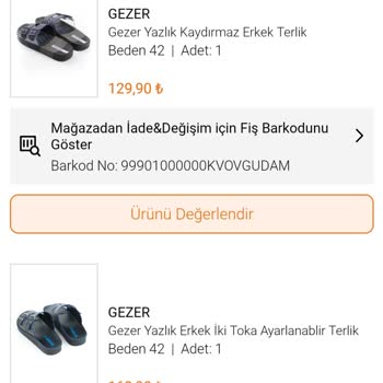 Gezer Terlik Ayıplı Mal