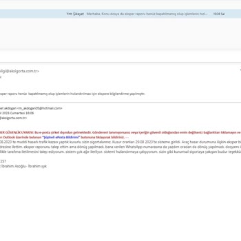 Aksigorta Yasal Süresi Dolan Dosyayı Kapatmıyor