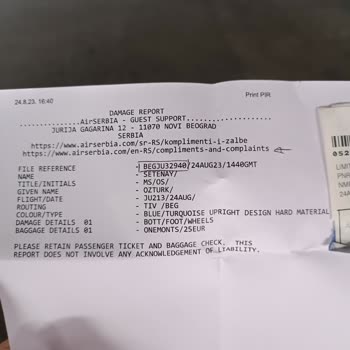 Air Serbia Luggage Damage & Customer Service Issues