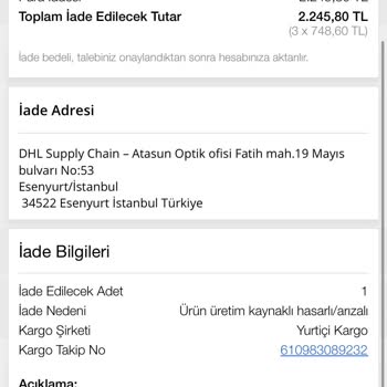N11 Atasun Optik'ten Aldığım Rayban Gözlükte Sorun Yaşadım