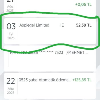 Aspiegel Limited Kredi Kartımdan İzinsiz Para Çekimi