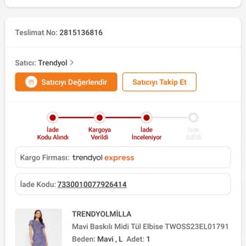 Trendyol Hatalı Aldığım Elbisenin İade Reddi